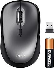 Trust Silent Wireless Mouse, Battery Included, for Left and Right Hand Users, 800-1600 DPI, 83% Recycled Materials, Storable USB Micro Receiver, Quiet Compact Computer Mouse for PC, Laptop, Mac
