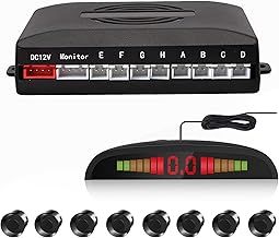 Cocar Car Reverse Parking Sensors System with 8 Parking Sensors Distance Detection + LED Distance Display + Sound Warning, Parking Sensors Front and Rear (Black Color)