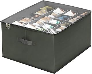 Aqash Shoe Storage Box for Closet - Fits 20 Pairs Shoe Storage Organiser Containers Clear Lid Foldable Shoe Storage Bins Space Saving Shoes Holder with Handles