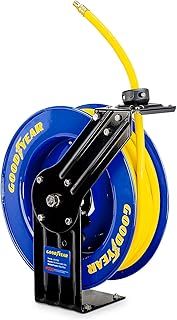 Goodyear Air Hose Reel Retractable 9.5mm x 15m 20BAR Max SBR Rubber Hose Heavy Duty Industrial Steel Single Arm Construction