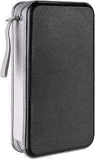 LIOVODE DVD Case, 96 Capacity CD Case Holder Storage Organizer Hard Plastic Protective Disc Wallet for Car (96 Capacity, Black)