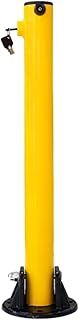 Parking Post Security Barrier - Yellow | 67CM Anti Parking Manual Lock Car Parking Bollard | Metal Fold Down Parking Post with Heavy Duty Base | Bolt Down Bollard with Key Lock - 1Pcs