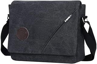 Eshow Men's Messenger Shoulder Bag Canvas Cross Body Side Beach Pack Bag Retro Casual for Daily Use Travel School Shopping Black