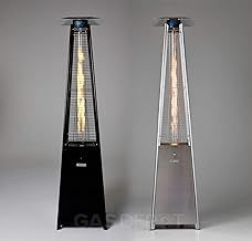 REALGLOW Real Flame Outdoor Pyramid Patio Heater in Stainless Steel - 13KW Propane Gas Standing Floor Heater for Outdoors & Gardens - Outside Space Heating for Decking, Home Garden & Gazebo