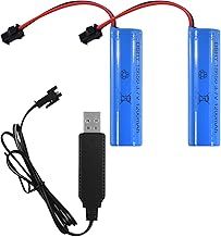 2 Pcs Li-ion Battery 3.7 V 1000MAH 1200MAH, Rechargeable Lithium Batteries with Usb Charger SM-2P Plug Connector, Universal Li-ion Battery 14500 18650 for Remote Control Cars rc Truck (1200MAH)