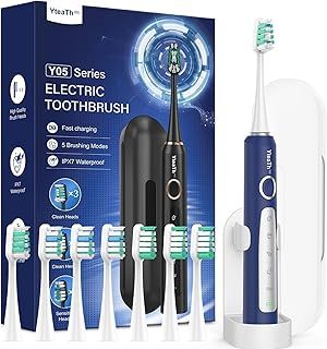 Sonic Electric Toothbrush for Adults and Kids - Sonic Toothbrush with 8 Toothbrush Heads, 90 Days Battery Life, 50,000 VPM, 5 Cleaning Modes with Teeth Whitening, Travel Case, 2 Minute Smart Timer