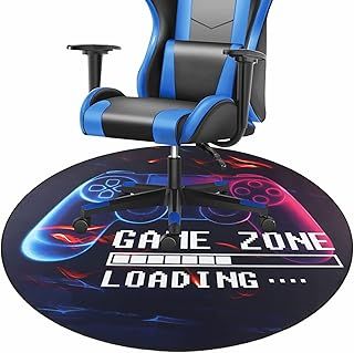 Capslpad Gaming Chair Mat for Hardwood Floor Anti-Slip Floor Protector Game Controller Rubber Gaming Computer Chair Mat for Gaming Room Home Office Decor (Round 120cm,Black)