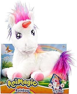 Animagic: Rainbow The Glowing Unicorn | Interactive Unicorn Plush with a Magical Glowing Horn and Multicoloured Fur | For Kids Aged 2+