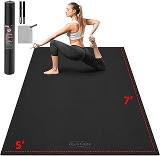 Super Larger and Wider Yoga Mat for Women Men with Carrying Straps, Non-Slip Ultra Durable PVC for Home 8mm Extra Thick Suitable for both Barefoot and Shoes