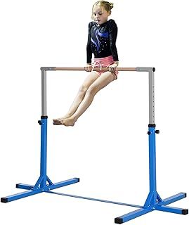 HOMCOM Height Adjustable Gymnastics Horizontal Bar For Kids Home Gym Training Children Junior Kip High Bar Fitness