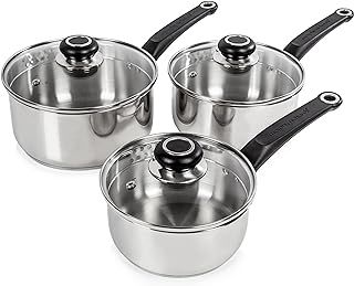 Morphy Richards 970003 Equip 3-Piece Pan Set, Stainless Steel