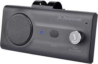 Avantree CK11 Hands Free Bluetooth 5.0 Car Kits, Quality Loud Speakerphone, Siri Assistant Support, Motion AUTO ON, Volume Knob, Wireless in Car Handsfree Speaker Kit with Visor Clip - Titanium