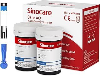 Sinocare Safe AQ Blood Sugar Test Strips, 50pcs Blood Glucose Test Strips,Only for Sinocare Safe AQ Smart/Voice Glucometer, 25pcs/Vial, 2 Vials