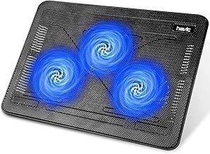 havit Cooling Pad 12"-17" Laptop air Cooler with 3 Ultra Quiet Fans, Ergonomic Comfort Notebook Cooler with 2 USB Ports, HV-F2056, Black & Blue