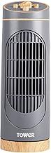 Tower T628000 Scandi Tower Fan with 2-Hour Timer, 3 Speeds, Automatic Oscillation, 14”, 40W, Grey and Wood Effect