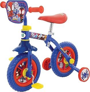 Spidey & His Amazing Friends 2-In-1 Training Toddler Bike - Convertible Training and Balance Bike for 2+ Years Girls & Boys with Removable Pedals and Stabilisers - Adjustable 10 Inches Bikes for Kids