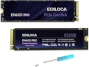 Ediloca EN600 PRO 512GB SSD PCle 3.0x4, NVMe M.2 2280, 3D NAND TLC, 2800 MB/s Read, 2000 MB/s Write, SLC Cache, Internal Solid State Drive, Compatible with Desktop and Laptops