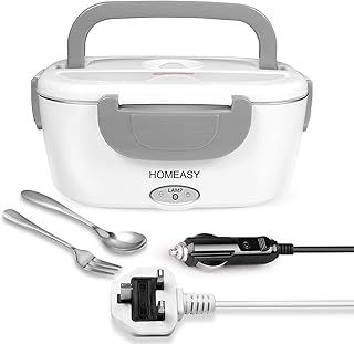 Electric Lunch Box, 80W 3 in 1 Food Heater Warmer 1.5L Removable Food-Grade Stainless Steel Container Portable for Car, Office, School and Home Use 220V/12V/24V (Grey)