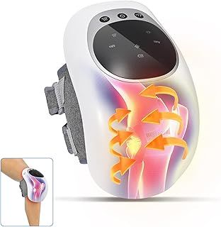 Knee Massager With Heating, Vibration, Red LED Light for Joint Pain Relief - Cordless, Longer Straps, Type-C Rechargeable