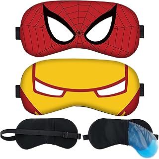 2 Pieces Superhero Sleep Eye Mask RHYII-Spidersman Avengers Blindfolds with Elastic Strap 3D Iron Man Eyeshade Soft Fluffy Sleep Shade Cover for Boys Girls Children Eye Cover for Sleeping Travel