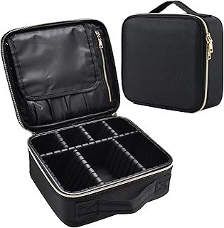 Joligrace Makeup Bag Cosmetic Case Vanity Travel Beauty Box Make Up Train Case Hairdressing Tools Organiser with Adjustable Compartment Oxford Fabric, Black