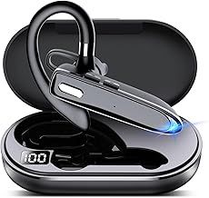 EUQQ Bluetooth Single wireless Headset Handsfree Earpiece for phone, V5.3 in-Ear Headphone with Microphone,USB-C Charge, Waterproof Earphones for Driving/Business/Office with Android/iOS，Laptop