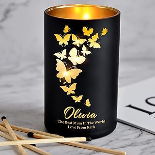 Personalised Candle Orange Blossom Jasmine Amber Scented Candles Mothers Day Gifts for Her Custom Gift for Birthday Anniversary Christmas Him Men Women up to 40 Hours Burn Time (Design 01)
