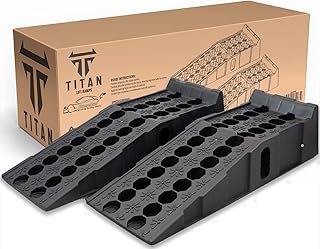 TITAN 8 Ton Heavy Duty Plastic Car Ramps - Durable Garage Ramps for Vehicle Lifting, Workshop Service, Car Maintenance & Repair and Trailer Use 2PC (92cmx35cmx31cm)