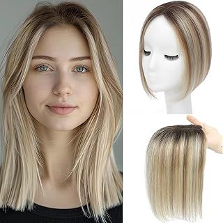 Hair Toppers for Thinning Hair Toppers for Women Real Human Hair Pieces for Women with Thinning Hair Clip In Toppers 100% Remy Human Hair Wiglets 10inch 2T613#