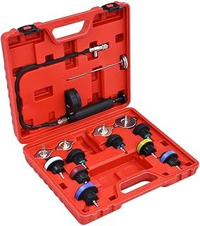 vidaXL 14 Piece Universal Radiator Pressure Tester Kit and Cooling System Tester - Suitable for Wide Range of Vehicles - Leak Detection for Cooling System - Facilitates Coolant Change - Durable St...