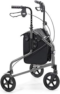 Days Aluminum Tri-Wheel Tri Mobility Walker, With Bag Only, Lightweight, Carry-on Bag and Lockable Brakes, Comfortable Mobility Aid for Elderly and Handicapped Users, Graphite