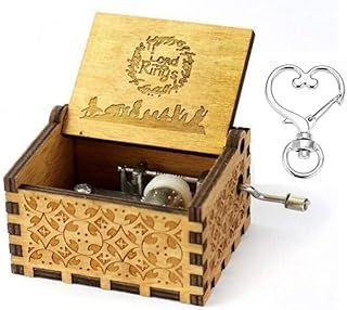 Cuzit The Lord of the Rings Movie Theme Music Box Wooden Engraved Hand Crank Musical Toy Valentine's Day Gift