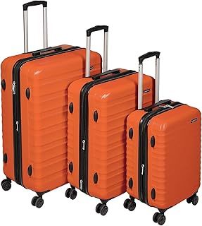 Amazon Basics Hardside Luggage Spinner, 3 Piece Set (55, 68, 78 cm), Burnt Orange