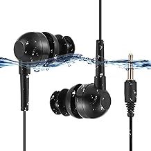AGPTEK Waterproof Earphones for Swimming, IPX8 Waterproof Earphones Earbuds for Sports, Swimming, Running, Yoga, Black