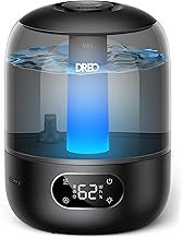 Dreo Humidifier for Bedroom with Sensor, 26dB Quiet Cool Mist Ultrasonic Humidifiers for Home, 360° Nozzle, 30H Runtime, Ambient Light Indicator, Essential Oil Diffuser, Room, Plants, Nursery, Black