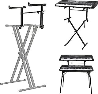 Vaguelly 2 Tier Keyboard Stand - Adjustable Width 45-75cm/16.5-29.5Inch - Iron Extension Second Tier