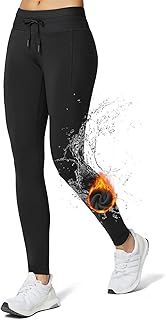 baleaf Fleece Lined Leggings Womens Waterproof High Waisted Thermal Winter Warm Hiking Ski Running Trousers with Pockets