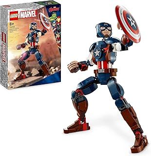 LEGO Marvel Captain America Construction Figure Buildable Toy with Shield, Avengers Collection, Play and Display Superhero Bedroom Accessory, Birthday Gift for Kids, Boys, Girls Aged 8+ 76258