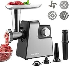 Electric Compact Meat Grinder for Home Use: Meat Mincer with 3 Plates, Blade, Sausage Stuffer, Kibbeh Kit, Stainless Steel Meat Grinder Machine Sausage Maker Kubbe Maker for Homemade Hamburger