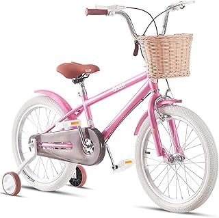 TRIOBLADE Girls Bike 16" 18" 20" 22", Kids Bike Pink Children Bicycle with Stabilizers, Basket, Girls Children Bike Gift, Ages 4-14 Years Old, Adjustable Seat