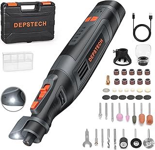 DEPSTECH Cordless Rotary Tool, 8V 2.5Ah Larger Battery, 5-Speed 30000RPM Max, LED Work Light, Power Multi Tool 47Pcs Enduring Accessories Kit for Carving, Polishing, Sanding, Drilling, DIY Crafts