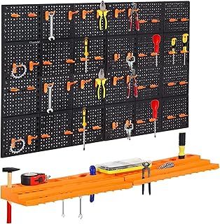 Garage Tool Storage Rack with Shelf & Pegboard For Multiple Tools, Garden Tool Rack for Easy Access to Different Tools and Accessories, Tool Board For DIY Projects & Gardening (78 Pcs)