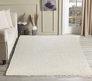 Living Room Shaggy Area Rugs, Polypropylene, Ivory, 80x150cm(2'6"x5'0)