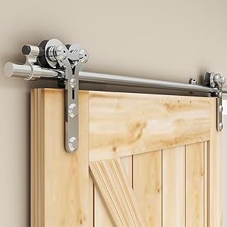 6FT/182cm Stainless Steel Sliding Barn Single Door Hardware Closet Track Kit for Wood Door