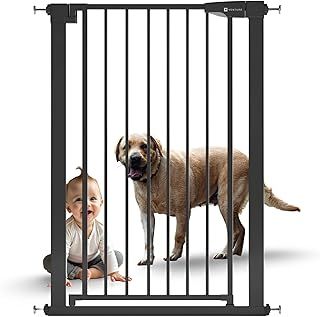 Venture Q-Fix 110cm, 73-80cm wide pressure fit baby gate extra tall safety gate for stairs. Easy Assembly Toddler and pet safety gate. 90° two way open, auto close. Perfect for baby proofing