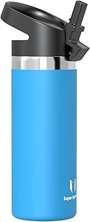 Super Sparrow Water Bottle Insulated - 500ml - Wide Mouth Metal Bottle - Wide Mouth SwivelSip Flask - BPA Free, Leak Proof - Ergonomic Straw Water Bottles for Work, Gym, Travel, Sports
