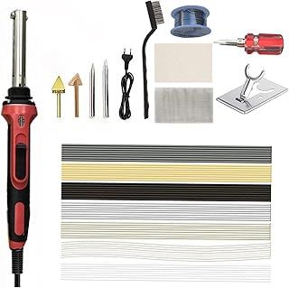 Soldering Iron Kit,100W Plastic Welding Tool,3-Speed LCD Adjustable Temperature Plastic Welder with 56pcs Rods, 4 Soldering Tips, Metal Brush, Stainless Steel Mesh, Stand, Professional Surface Repai