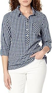 Tommy Hilfiger Women's Blouse Casual Check Roll Tab Long Sleeve Shirt