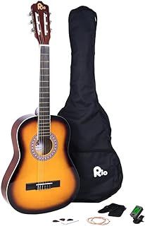 Rio 3/4 Size Sunburst Classical Guitar Pack For Junior Beginners - Suit 9 To 12 Years - Inc Bag, Strap, Picks, Pitch Pipes - New