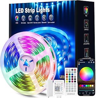 Beaeet LED Strip Light 10m, RGB Music Sync Colour Changing LED Lights for Bedroom, Smart Ambient Lights with Bluetooth App & Remote Control, Flexible Design, Kitchen, Ceiling, Gaming, Home Decoration
